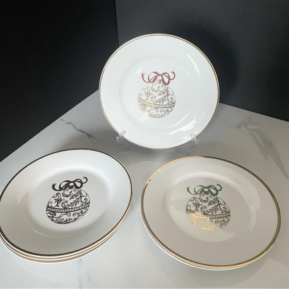 SET of 6 Gold Ornament Plates by Pier 1